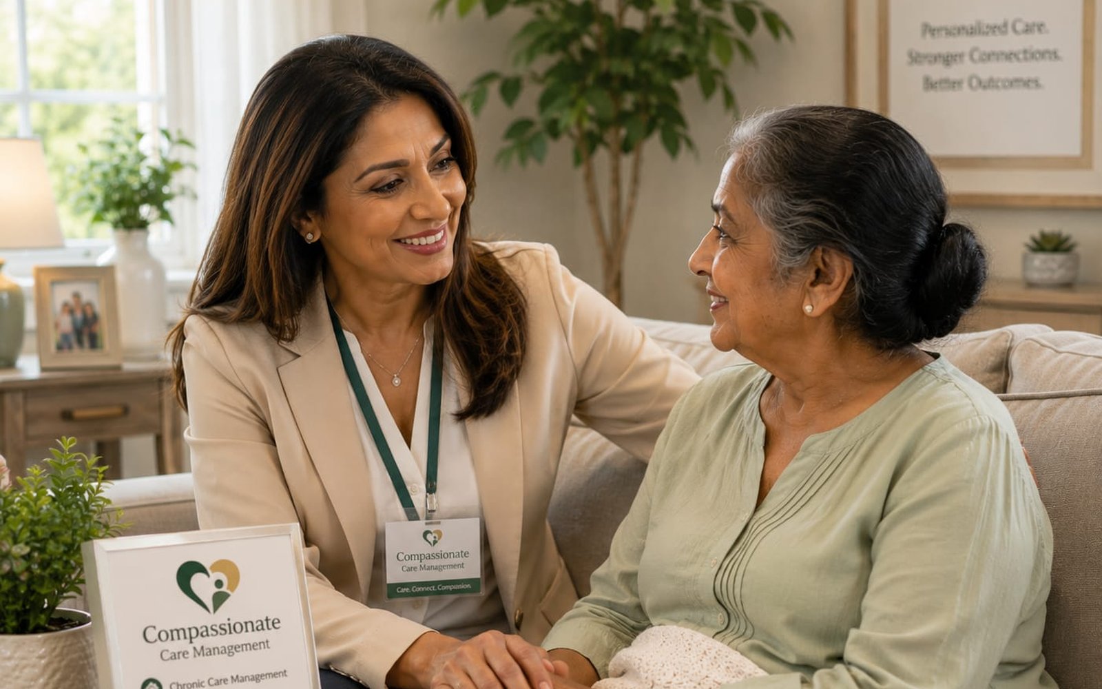 A Compassionate Care Management professional supporting an older patient at home